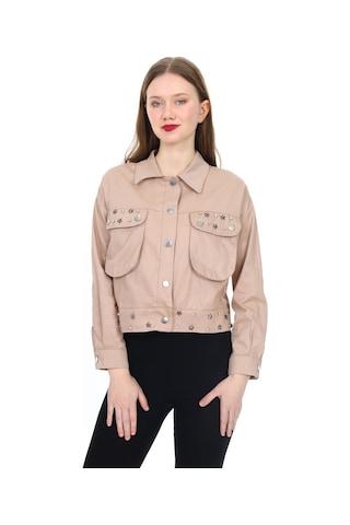 Kadın Gabardin Ceket- Metal Aksesuar Süslemeli M-l-xl 0182 Zyk 001