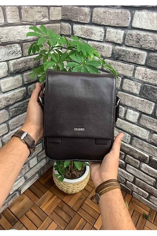 Guard Kahverengi Hakiki Deri Erkek Omuz Çantası P1736 Kahverengi