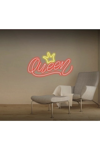 Queen Yazılı Taç Figürlü Neon Tabela Kırmızı