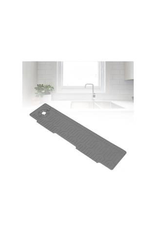 Vkemall 60cm Uzunluklu Silikon Lavabo Matı, Çift Taraflı Kullanım, Su Tükenmesini Engeller, Ev & Banyo İçin, Gri Gri