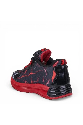 Zacoz Erkek Çocuk Akıllı Bağcıklı Ateş Desenli Spor Sneaker Ayakkabı Kırmızı - Siyah