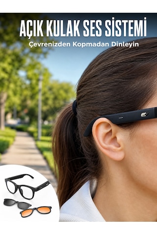 Yapay Zekâ Destekli Akıllı Bluetooth Gözlük Açık Kulak Ses Sistemi Günlük Kullanıma Uygun Hafif Tasarım - Lis