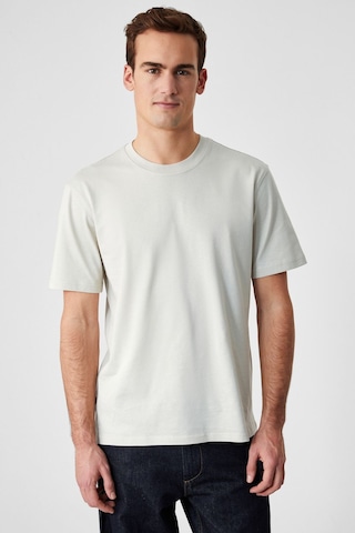 GRIMELANGE Solo Erkek %100 Organik Pamuklu Kalın Dokulu Comfort Fit Bisiklet Yakalı Açık Bej T-shirt Açık Bej