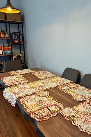 Dalım Keten Amerikan Servis Takımı 19 Parça Kırmızı Kırmızı