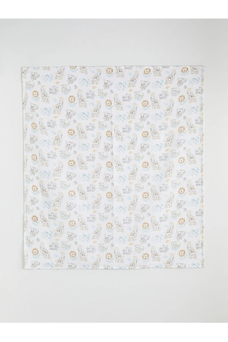 Baskılı Pamuklu Bebek Battaniyesi 90x100 CM Ekru