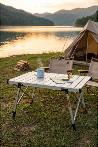 Baycamp Alüminyum Katlanır Büyük Boy Kamp Masası Y:72xg:89xd:49 Cm Gri