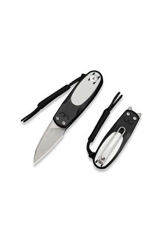 Civivi Purr Black & White G10 Handle Stonewashed Nitro-v Blade Kamp Çakı Siyah
