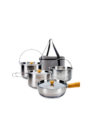 Kingcamp Cookware Set Paslanmaz Çelik Kamp Tencere Seti Gri