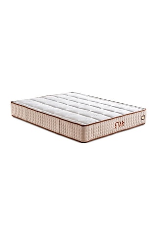 Star Yatak 100x200 Cm Tek Kişilik Nms Yaylı Saten Kumaşlı Full Ortopedik Sert Yatak Krem Bordür