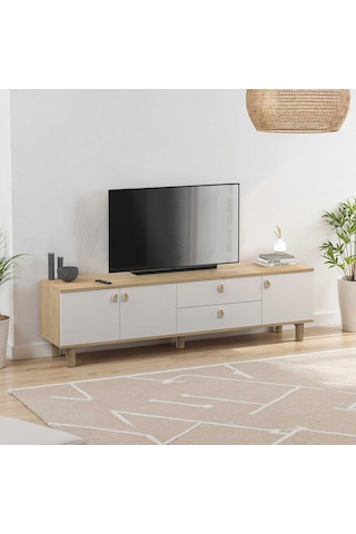 Bohem 3 Kapaklı 2 Çekmeceli Tv Ünitesi Florida Meşe-vizon 207x58x45 Cm