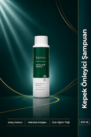 Louvess Kepek Önleyici Şampuan Çay Ağacı ve Ardıç Katranı İle Güçlendirilmiş Kepek Karşıtı Şampuan 400 ML