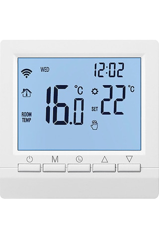 Mufunye Beyaz Işıklı Lcd Ekranlı, Dokunmatik Tuşlu, 5+2 Haftalık Programlanabilir, Çocuk Kilidi Ve Düşük Sıcaklık Korumalı, Pilli Kombi Termostati Piller Dahil Değil