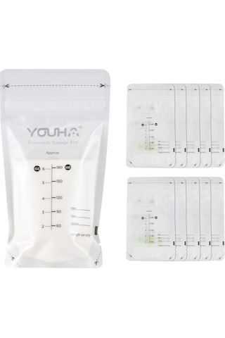 Youha Anne Sütü Saklama Torbaları Emzirme İçin Süt Saklama Torbaları 180ml/6oz Kapasiteli Önceden Sterilize Edilmiş 10