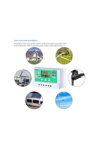 Yaozixa 40a 12v/24v Otomatik Tanıyan Solar Kontrolör - Pwm Şarj, Aşırı Şarj Koruması, Lcd Ekran Ve 5v Usb Çıkışı Beyaz+yeşil