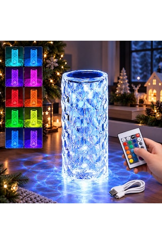 Yüksek Kalite Renkli Kristal Masa Lambası Usb Rgb Multi Colors Totch Lamp Kumandalı Yılbaşı Işığı