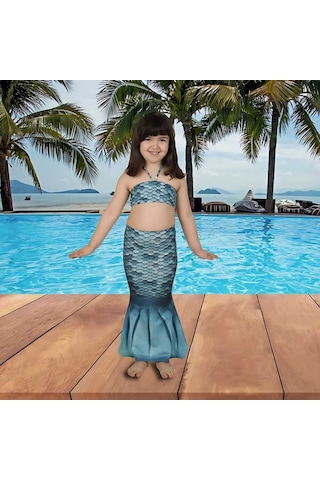 Kuaki Mermaids Turquoise 6+ Yaş Deniz Kızı 2 Li Takım Bikini Kostüm Seti - 2 Li Takım Çok Renkli