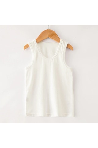 Erkek Çocuk Beyaz Kalın Askılı Süprem Atlet % 100 Pamuklu Atlet 3'lü Paket 300-500-3b Beyaz