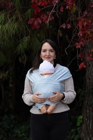 Sling -%100 Pamuk - Wrap - Bebek Taşıma Şalı Mavi, 450cm X50cm