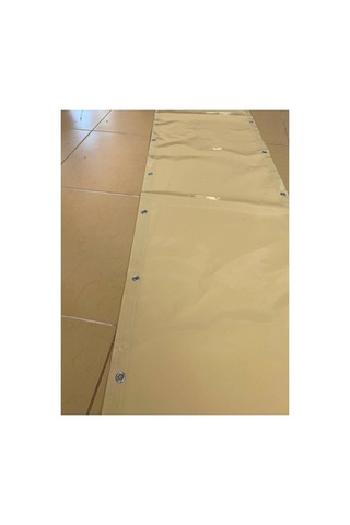 Krem Renkli Balkon Brandası - 650 Gr Pvc Polyester - Kuşgözlü Ve Kolon Takviyeli Balkon Demiri Brandası Krem