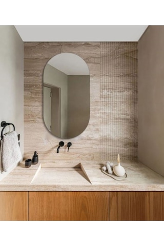 90 X 50 Cm Duvar Aynası, Dekoratif Ayna, Konsol Aynası, Hol Aynası, Dresuar Aynası,banyo Wc Aynası 90 X 50 Naturel