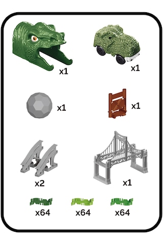 Dinosaur Tracks 192 Parça Dinozor Temalı Hareketli Raylar Dinozor Araçlı Köprülü