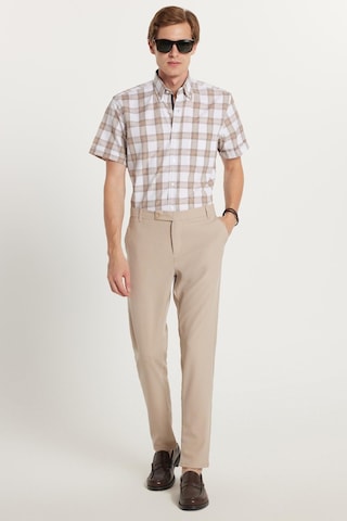 Tudors Erkek Slim Fit Dar Kesim Chino Yandan Cepli Pamuklu Taş Pantolon-35720 Taş