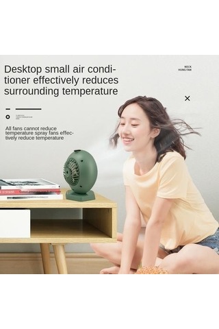Usb Taşınabilir Uzaktan Kumanda Klima, Mini Masaüstü Soğutma Fanı Sprey Nemlendirme Soğutma Küçük Klima Hayranları Yh00e4 Yeşil