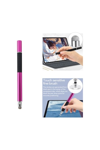 At-31 İletken Kumaş Kafa Hassas Enayi Kapasitif Kalem Kafası 2'si 1 Arada El Yazısı Kalem Kalemi İle Gül Kırmızısı