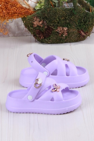 Fort Clx 6980 Plaj Deniz Havuz Terliği Hafif Rahat Esnek Kız Çocuk Terlik Mor