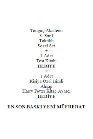 Tonguç Akademi 8. Sınıf Taktikli Sözel Set En Son Baskı Yeni + Test Kitabı Hediye + Kişiye Özel Ahşap Harry Potter Kitap Ayracı Hediye