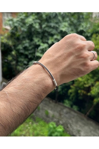 Kazzaze Gümüş Kazaziye Zincir Örgü Detaylı Bileklik