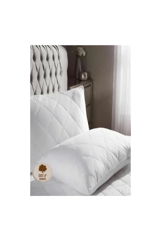 %100 Pamuk Alez Kapitone Yastık Koruyucu - 50x70 Cm, 2'li Set Açık Indigo