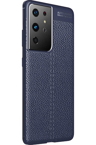 Microsonic Samsung Uyumlu Galaxy S21 Ultra Kılıf Deri Dokulu Silikon