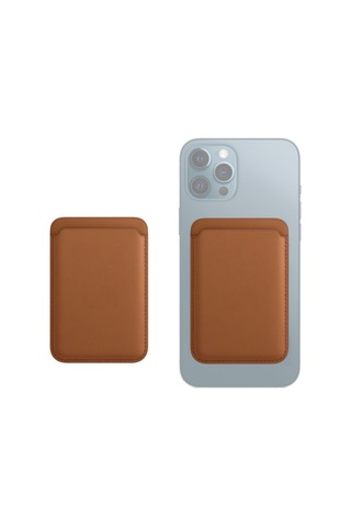 Nettech Telefon Mıknatıslı Deri Kartlık Cüzdan - Kahverengi