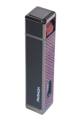 Parmida Tek Torch Pürmüz Gunmetal-kırmızı Desenli Metal Puro Çakmağı - Tr9222