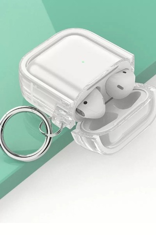 Movenchy Apple Airpods Uyumlu 4 4.nesil Shiny Şeffaf Kılıf - Beyaz Çok Renkli