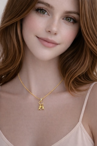 Minimal Taşlı Balık Figürlü Gold Kolye
