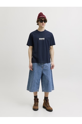 Jack & Jones Erkek Gögüs Baskili Bisiklet Yakatisört - Savona - 12310070 Çok Renkli