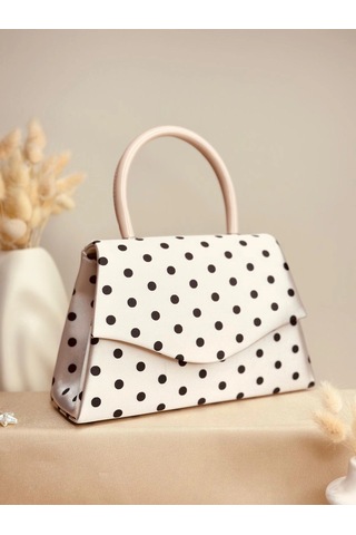 Elora Atelier Elora Puantiye Desen Beyaz Çanta Çok Renkli