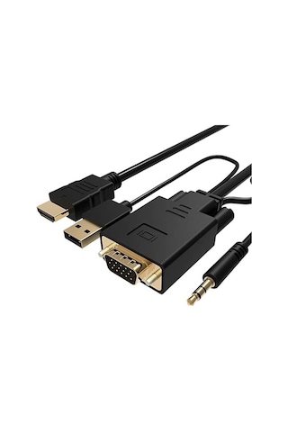 Koodmax - Vga To Hdmi Kablo Çevirici Dönüştürücü 3.5mm Ses Ve Usb Güç Destekli - 1080p - 5 Metre