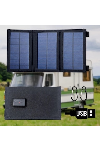Xuweiwei Weıhaoxı Siyah 3 Katlı Katlanabilir Güneş Paneli Taşınabilir Kamp Aksesuarı Usb Girişli Solar Panel Karavan Kampçılık Piknik İçin