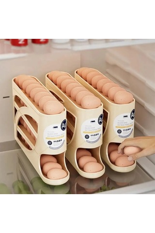 Shineyee Beyaz Buzdolabı Düzenleyici - 32x18x7cm Hacimli, 260g Hafif, Depolama Alanını Maksimize Eden Organize Kutusu Bej