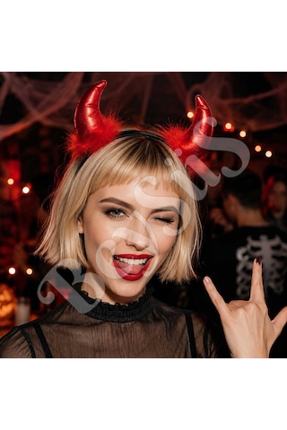 Beysüs Cadılar Bayramı Halloween Tac Boynuz Kırmızı Tüm Yaşlar 73646076