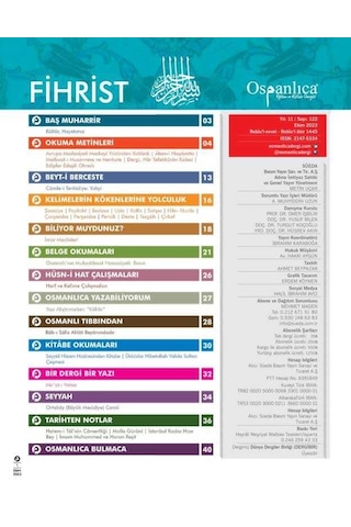 Ekim 2023 Osmanlıca Dergisi