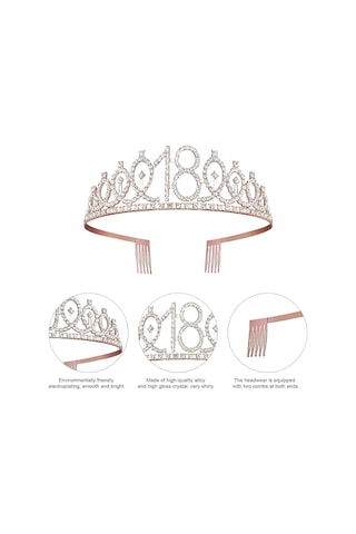 Shineyee 18 Yaş Partisi Dekorasyon Seti - Gümüş Pembe Taç, Balon, Kemer Ve Pin İle Kadınlar İçin Özel Kutlama Malzemeleri Standart