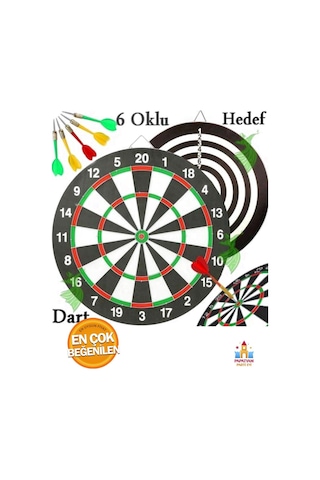 Oklu Dart Oyun Seti - Profesyonel Tasarımlı Dart Tahtası Ve Oklarla Komple Set
