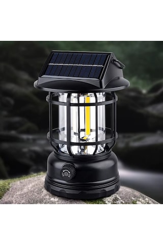 Pr-7900 Güneş Enerjili Şarj Edilebilir Kamp Lambası Işıldak 10w Siyah