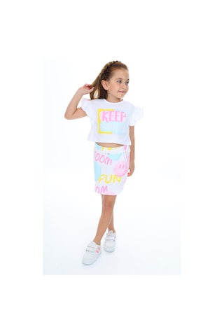 Toontoy Kids Toontoy Kız Çocuk Baskılı Etekli Takım Beyaz