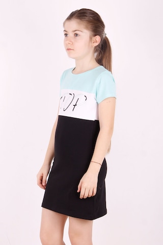 Toontoy Kız Çocuk Stop Baskılı Renkli Elbise Mint Yeşili