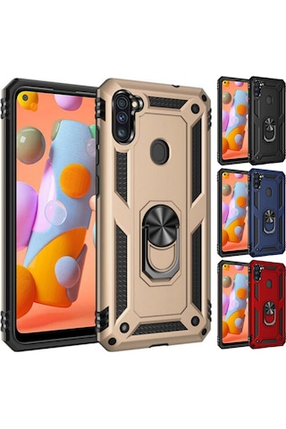 Samsung Uyumlu Galaxy A11 / M11 Kilif Panzer Ring Tam Koruma Arka Kapak 438265499